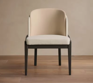 เก้าอี้ทานข้าวทรงเออร์โกโนมิกส์เบาะนั่งหุ้มผ้า พนักพิงไม้สักแท้ ทนทาน เป็นมิตรกับสิ่งแวดล้อม ดีไซน์สวยงาม เหมาะสำหรับห้องนั่งเล่น - Product Image 4