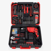 Ensemble de 109 outils multifonctions pour la réparation à domicile et au jardin, perceuse pour électricien, douilles, batterie au lithium, étui rigide personnalisable OEM
