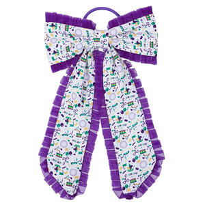 Élastique à cheveux long avec ruban et volant rouge pour les fans et joueurs de sport, accessoire de cheerleading pour le jour du match - Product Image 1