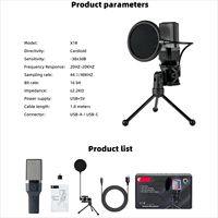 Demao X1R USB Streaming Podcast Microphone Studio Kit de micro à condensateur cardioïde avec support de bras Enregistrement PC YouTube Karaoké Gaming