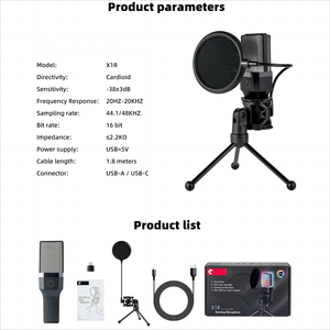 Demao X1R USB Streaming Podcast Micrófono Estudio Cardioide Condensador <span class=keywords><strong>Mic</strong></span> Kit con Soporte de Brazo <span class=keywords><strong>PC</strong></span> Grabación YouTube Karaoke Gaming - Product Image 4
