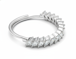 Marquise Cut Diamond Half <b>Eternity</b> <b>Ring</b> Natural & Lab Grown Diamonds 925 <b>Silver</b> / 10KT 14KT 18KT White Gold Finish - Product Image 3