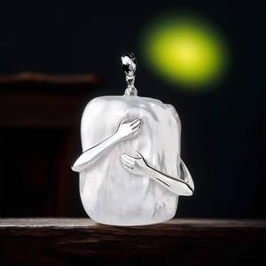 31236DIY Accesorios de Perlas, Colgante de Plata S925, Cuentas de 13-15 mm, Base Vacía para Collar de Moda, Colgante de Oro Blanco con Diamante como Piedra Principal - Product Image 3