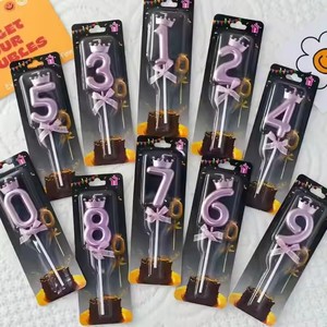 Velas de Cumpleaños con Números Metálicos Coloridos y Brillantes, Hechas a Mano con Parafina, para Decoración de Pasteles de Fiesta - Product Image 1