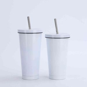 Stainless Steel Tumbler With Straw Double Wall Vacuum Insulated Travel <b>Cup</b> Minimalist Design 12-24 Hours Thermal Insulation - Product Image 6