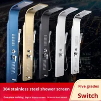Ecran de douche moderne à poignée unique en acier inoxydable 304 brossé Ecran de douche intelligent à affichage numérique Motif de pulvérisation souple Noyau de valve en céramique-pour