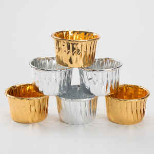 Gold Silver Paper Cake Cups 50 Pieces Coated Rolled Edges Baking Muffin Liners Chiffon Cupcake Mold - Product Image 3