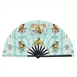 Éventail en plastique peint écologique de 33 cm, style Japandi, avec motif floral sculpté, idéal pour les événements sportifs et les fêtes (vente en gros) - Product Image 1
