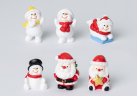 Figurines de Noël 3D en résine DIY, Bonhomme de neige, Père Noël, Décoration de gâteau, Scène d'hiver Kawaii, Décoration de table de fête, Pâte à modeler, Slime