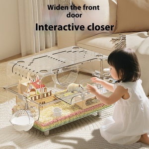 Lớn 60Cm Trong Suốt Sang Trọng Hamster Lồng Với Gấu Vàng Thiết Kế Chống-Gnawing Chống-Thoát Nhựa Nhà Nút Đóng Cửa - Product Image 2