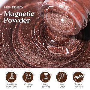 Vernis à ongles gel effet œil de chat : vernis gel magnétique marron avec bâtonnet magnétique, effet magique couleur automne, brillant galaxie œil de chat - Product Image 2