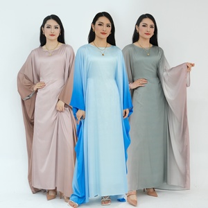2024 EID nueva mariposa Ombre Abaya mujeres vestido musulmán Dubai mangas de murciélago de talla grande satén Kaftan vestidos de mujer - Product Image 1