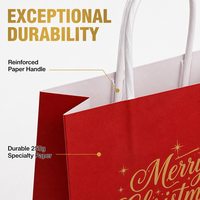 Collection de sacs cadeaux en papier kraft personnalisés pour Noël, emballage festif rouge et or de luxe, sac écologique à poignée torsadée