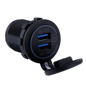Mobiele Telefoon Boot Rv Auto Motor Dual Usb Charger Socket Qc 3.0 Aan Uit Touch Schakelaar 12V Led Auto socket Charger