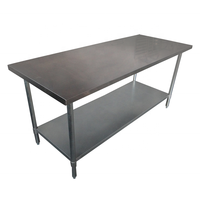 Table de travail industrielle en acier inoxydable, 2 couches, équipement de cuisine pour Restaurant hôtel
