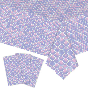 Mermaid Style Disposable Party Supplies Kit Paper Cups Plates Napkins <b>Purple</b> Scale Design Birthday Party Decorations Children's - Product Image 5