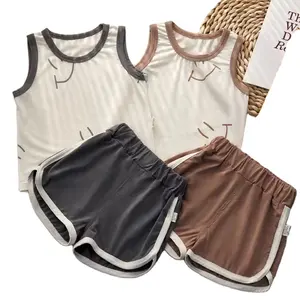 Wholesale Boys Girls Vest Suit American Style Summer Children Clothing Sleeveless T-shirt Set Casual Sports Kids Vest Suit