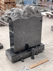 Lápida <span class=keywords><strong>de</strong></span> Granito Gris Acero Estilo Americano con Forma <span class=keywords><strong>de</strong></span> Pico <span class=keywords><strong>de</strong></span> Montaña Natural y Florero - Product Image 6