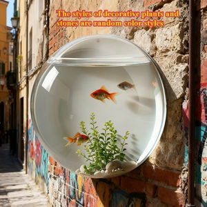 Transparent <b>Acrylic</b> Wall-Mounted <b>Fish</b> <b>Tank</b> Shape for Office Desktop Decoration Easy-Install Bubble Wall Aquarium 2.5L Capacity - Product Image 1