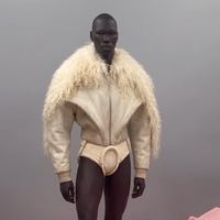 Blouson bomber court en peau de mouton véritable avec fourrure amovible, veste courte de haute qualité, streetwear homme, veste en cuir véritable