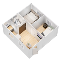 TOPPRE Maison Conteneur Démontable Économique, Mini-Maison Préfabriquée Mobile, Structure Modulaire en Acier, Petite Maison Conteneur de 20 pieds, 2 Pièces