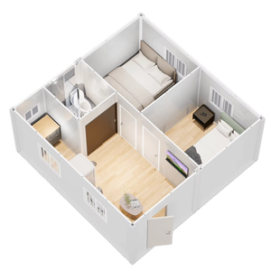 TOPPRE Maison Conteneur Démontable Économique, Mini-Maison Préfabriquée Mobile, Structure Modulaire en Acier, Petite Maison Conteneur de 20 pieds, 2 Pièces - Product Image 1