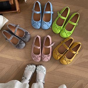 Factory Wholesale New Style Bow Shallow-Cut Single Strap Flat Ballet Shoes for Women Fashion Trend Cushioning - Product Image 1