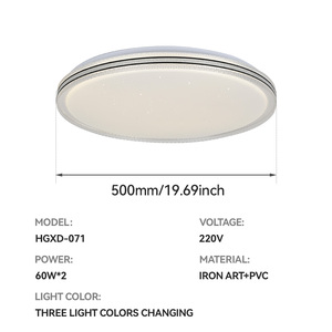 New trong nhà livingroom LED trần ánh sáng vòng AC220V 50cm LED bảng điều chỉnh đèn <span class=keywords><strong>3</strong></span> màu sắc trong nhà Downlight phòng ngủ Trần lights120w - Product Image 2