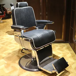 Chaise de Salon de coiffure en métal, cuir de luxe de haute qualité