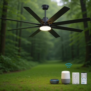 Ventilador de techo LED moderno de 66 pulgadas con 8 aspas, motor de CC, luz regulable y control remoto para el hogar y la oficina - Product Image 2