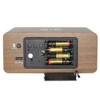 2021 Nieuwe Ontwerp 4.2 Blue Tooth Speaker Houten Led Wekker Met Draadloze Telefoon Oplader