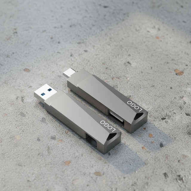 New Eco-Friendly Reusable Metal Dual Interface USB 3.2 Gen1 Flash Drive 64GB-512GB 80MB/S Reading Speed with 2-Year Warranty