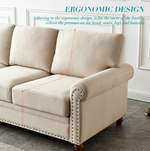 Modern Chesterfield 3-Seater Tufted Fabric <b>Sofa</b> High Back Upholstered Set <b>for</b> Living Room Convertible <b>Sponge</b> <b>for</b> Apartments - Product Image 4