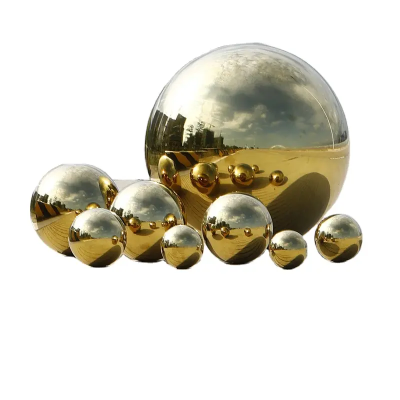 Bola de decoração de natal, vários tamanhos, fonte de 304, aço inoxidável, esfera oca, chapeamento, durável, bola de metal dourada