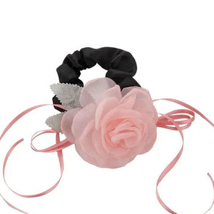 Coletero floral de malla pura y seductora con lazo, nueva banda elástica/cinta para el pelo para mujer, estilo cola de caballo, dulce y atractiva, 2024. - Product Image 5