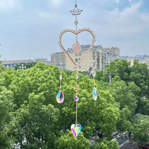 روز الكوارتز شكل قلب صائد الشمس نافذة معلقة صائد الشمس صانع قوس قزح الزجاج سحر تاج الزفاف تذكارية - Product Image 5