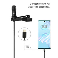 Micrófono USB tipo C MIni Lapel Lavalier Clip-on Mic Condensador Grabación de audio para Huawei Xiaomi Android SmartPhone