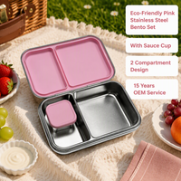 Boîte à lunch chauffable en acier inoxydable 304 avec couvercle hermétique anti-fuite, boîte bento à 2 compartiments pour enfants et nouveau-nés, idéale pour l'école