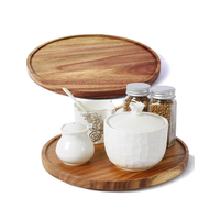 Plateau tournant de rangement Lazy Susan en bois d'acacia de 10 pouces pour armoire, table et garde-manger