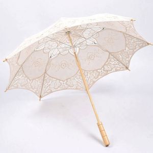 Sombrilla de Boda Blanca para Novia, con Encaje Bordado, de Bambú, Hecha a Mano, con Decoraciones de Encaje, Sombrilla de Encaje Color Marfil - Product Image 6