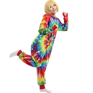 UE et US Offre Spéciale Tie Dye impression numérique combinaison dames à capuche fermeture éclair <span class=keywords><strong>polaire</strong></span> barboteuses en gros - Product Image 2