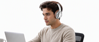 Headphone Nirkabel Over-Ear untuk Stereo HiFi 6.0 Peredam Kebisingan Pengisian Daya Tipe-C Waktu Putar 20+ Jam untuk Perjalanan dan Bermain Game