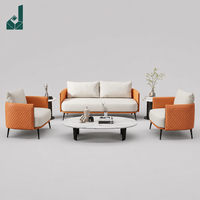 Ensemble de canapés de direction modulaires de luxe modernes en cuir beige véritable pour salon de réception de PDG