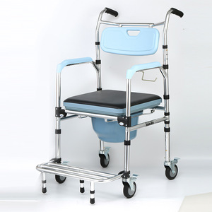 Elderly <b>Commode</b> Chair With Wheels Foldable <b>Portable</b> Shower Chair For Seniors Home Use 350Lbs Capacity - Product Image 4