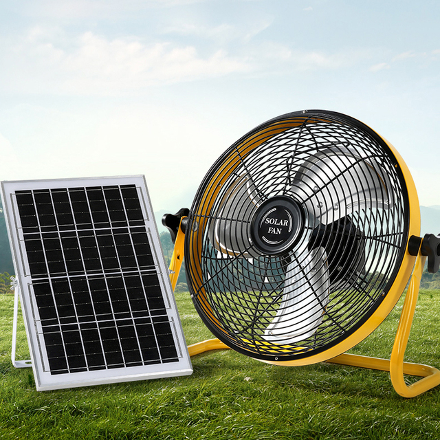 FS-818 14Inch Portable Brushless Motor Solar Fan AC DC Dual Charging USB Emergency Power Supply for Industrial Workshop Outdoors