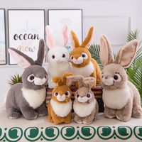 Peluche Lapin Mignon avec Grandes Oreilles, Poitrine Blanche, Jouet Lapin Assis pour Chambre d'Enfant, Décoration Maison, Collection Vente au Détail