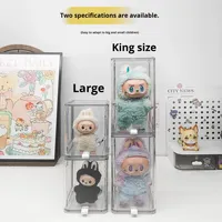 Boîte de présentation transparente moulée par injection pour figurines Labubu Pop Mart, anti-poussière, rectangulaire, multifonctionnelle, pour collection de jouets