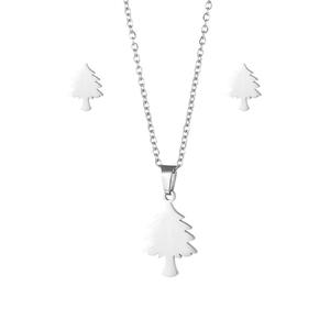Barato nuevo acero inoxidable árbol de Navidad pendientes collar Conjunto para las mujeres, accesorio de dos piezas al por mayor - Product Image 6
