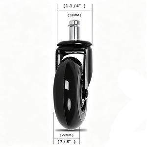 Roulettes de remplacement en acier pour chaise de bureau, 75 mm, en caoutchouc PU noir, silencieuses, pivotantes, durables et écologiques – Grande Vente - Product Image 5