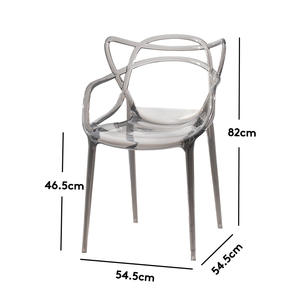 Silla de comedor moderna de plástico transparente con respaldo, muebles minimalistas de estilo nórdico para el hogar, uso para adultos, diseño ligero de lujo - Product Image 5